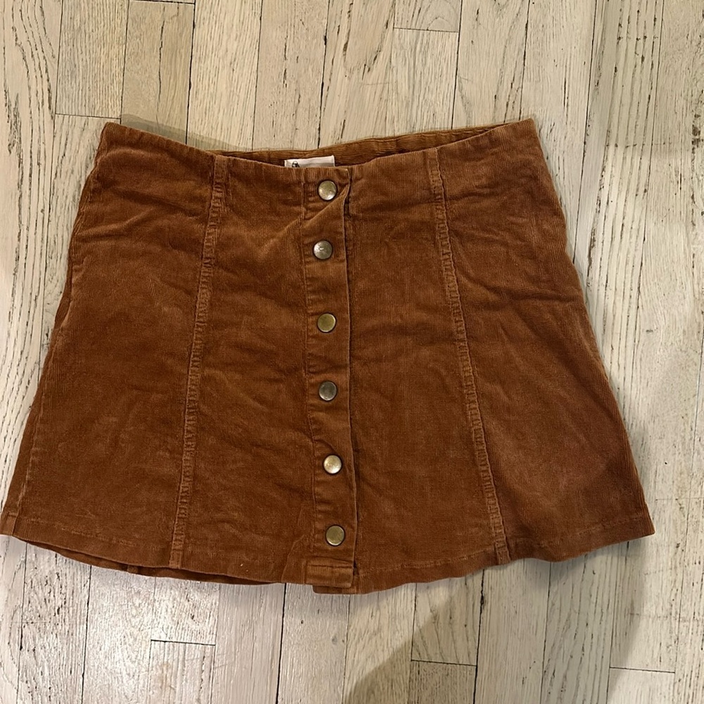 Brown corduroy button up skirt